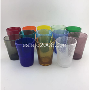 Taza de vidrio burbuja de color sólido